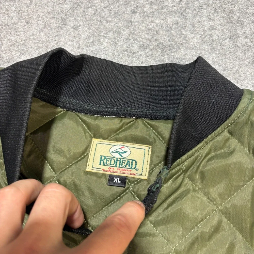 RedHead Mens XL Quilted Bomber Jacket Olive Green Full Zip Outdoor Puffer